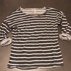 Dark Grey & White Striped Cozy Top
